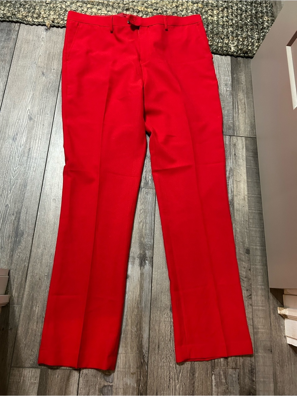 Shinesty Bright Red Classic Straight-Leg Dress Pants